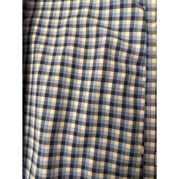 Lands End Mens No Iron Twill Blue & White Gingham Long Sleeve Button-Down Shirt - Picture 2 of 6
